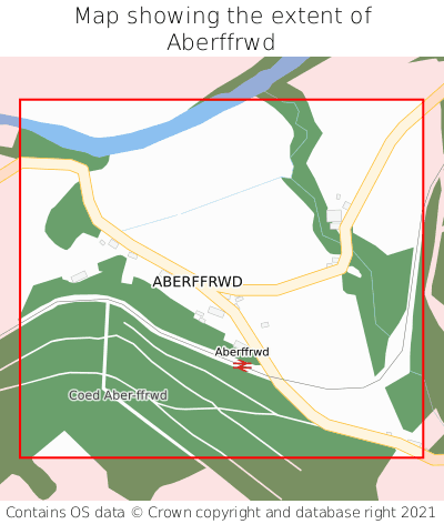 Map showing extent of Aberffrwd as bounding box