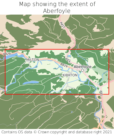 Map showing extent of Aberfoyle as bounding box