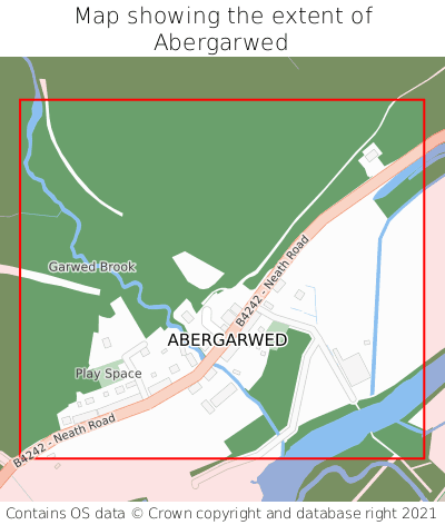 Map showing extent of Abergarwed as bounding box