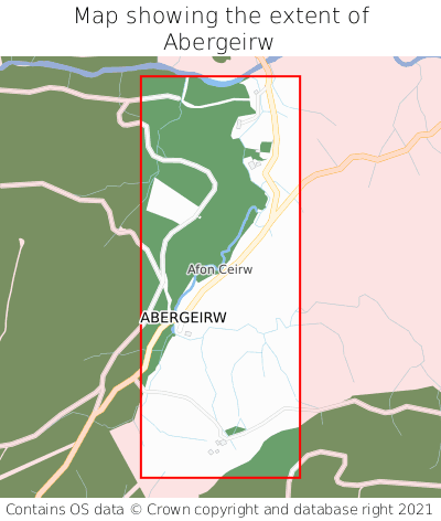 Map showing extent of Abergeirw as bounding box