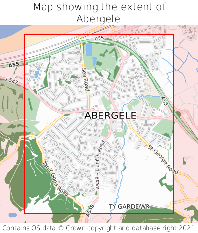 Map showing extent of Abergele as bounding box