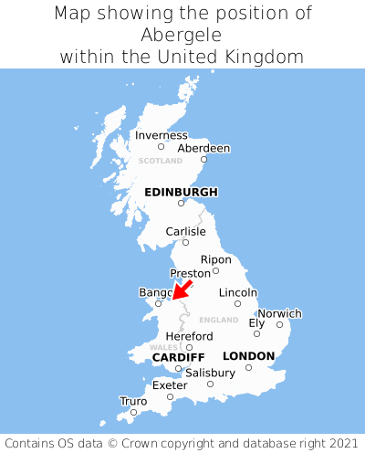 Map showing location of Abergele within the UK