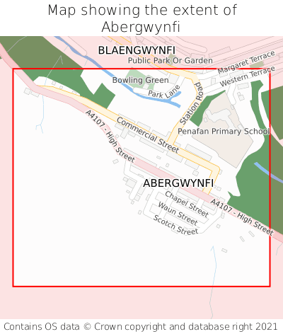 Map showing extent of Abergwynfi as bounding box