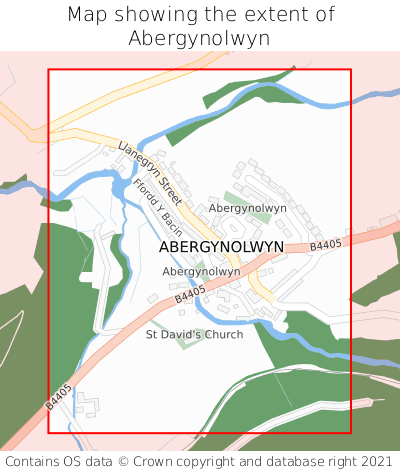 Map showing extent of Abergynolwyn as bounding box