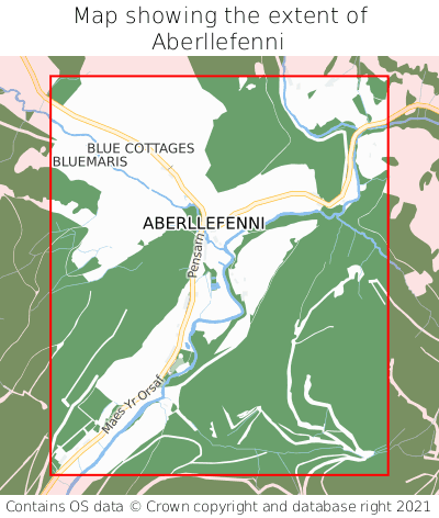 Map showing extent of Aberllefenni as bounding box