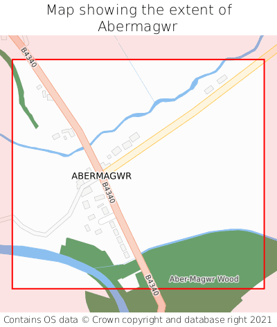 Map showing extent of Abermagwr as bounding box