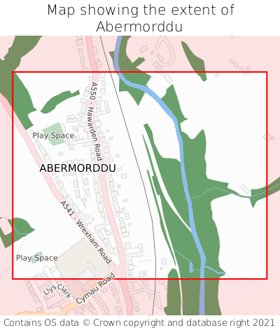 Map showing extent of Abermorddu as bounding box