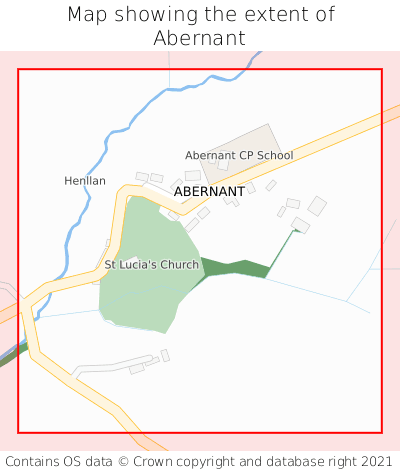 Map showing extent of Abernant as bounding box