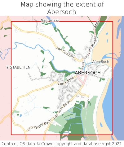 Map showing extent of Abersoch as bounding box