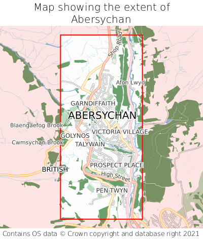 Map showing extent of Abersychan as bounding box