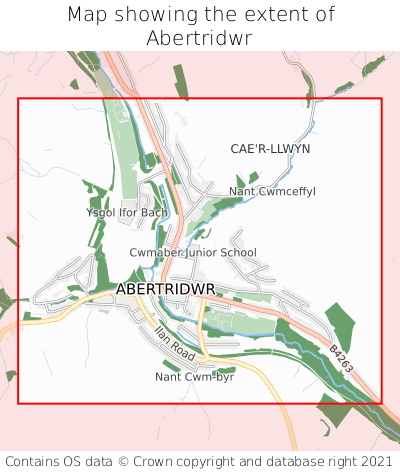 Map showing extent of Abertridwr as bounding box