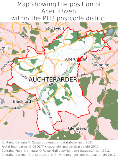 Map showing location of Aberuthven within PH3