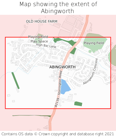 Map showing extent of Abingworth as bounding box