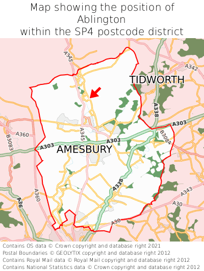 Map showing location of Ablington within SP4