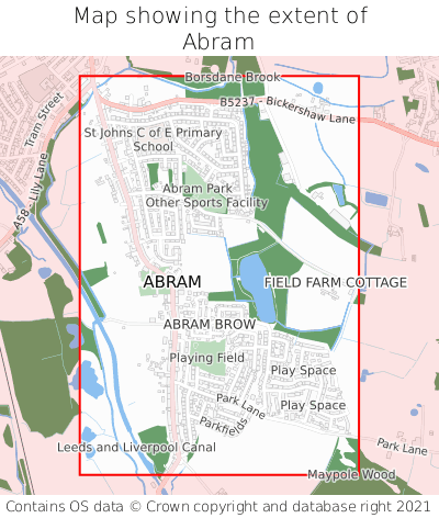 Map showing extent of Abram as bounding box