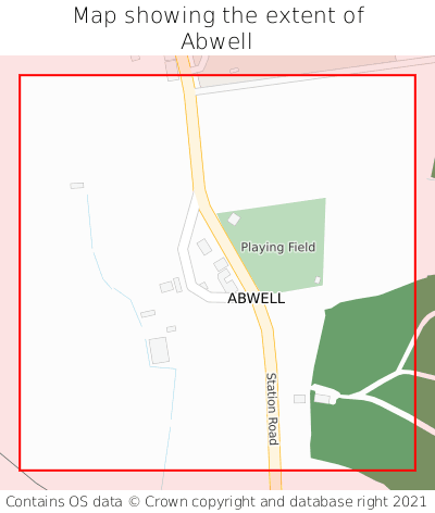 Map showing extent of Abwell as bounding box