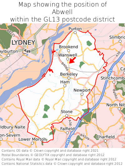 Map showing location of Abwell within GL13