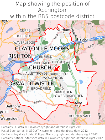 Map showing location of Accrington within BB5