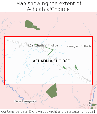 Map showing extent of Achadh a'Choirce as bounding box