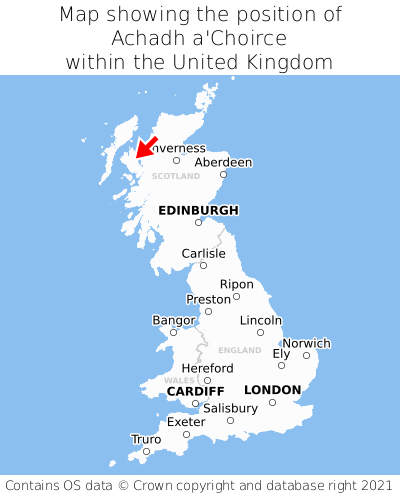 Map showing location of Achadh a'Choirce within the UK