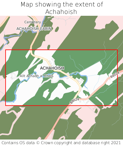Map showing extent of Achahoish as bounding box