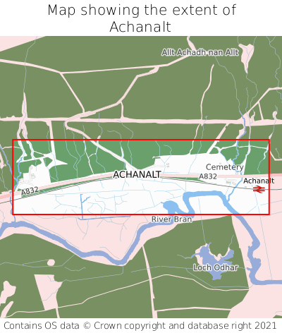 Map showing extent of Achanalt as bounding box