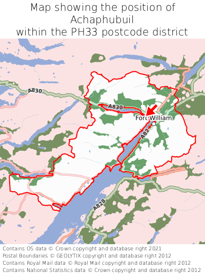 Map showing location of Achaphubuil within PH33