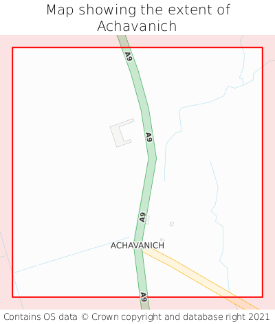 Map showing extent of Achavanich as bounding box