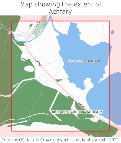 Map showing extent of Achfary as bounding box