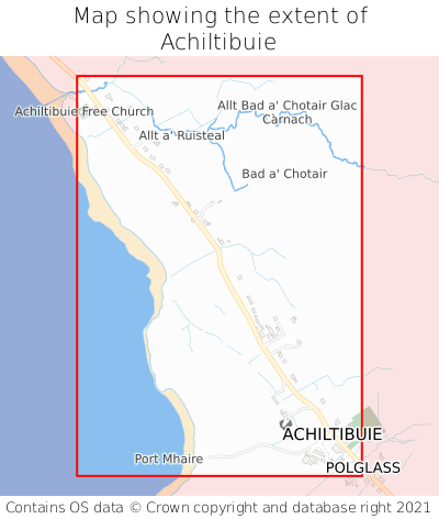 Map showing extent of Achiltibuie as bounding box