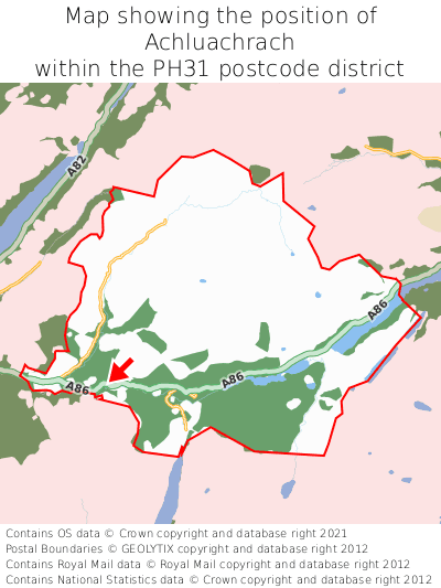 Map showing location of Achluachrach within PH31