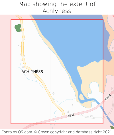 Map showing extent of Achlyness as bounding box