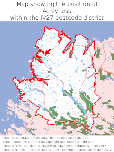 Map showing location of Achlyness within IV27