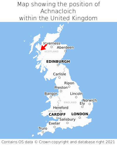 Map showing location of Achnacloich within the UK