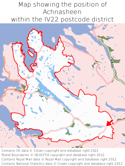 Map showing location of Achnasheen within IV22