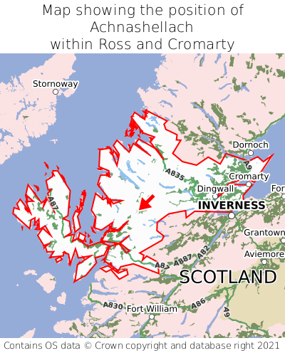 Map showing location of Achnashellach within Ross and Cromarty