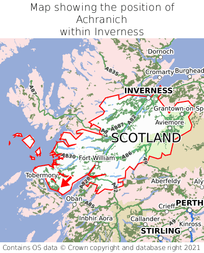 Map showing location of Achranich within Inverness