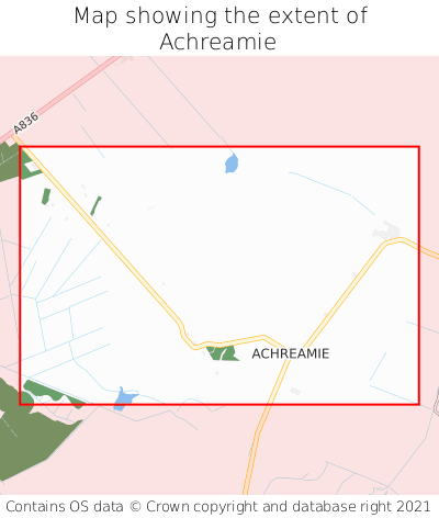 Map showing extent of Achreamie as bounding box