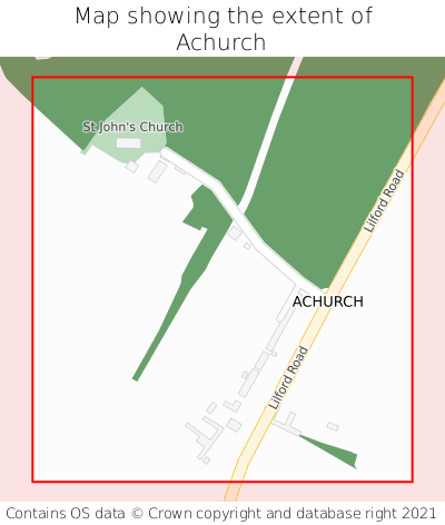 Map showing extent of Achurch as bounding box