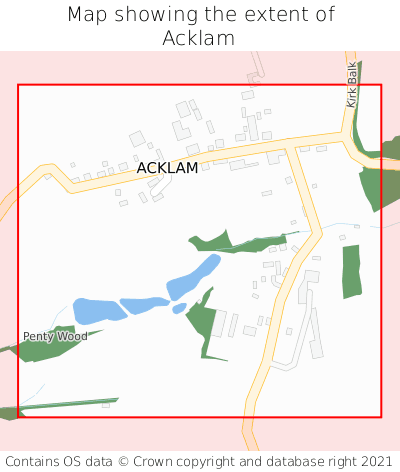 Map showing extent of Acklam as bounding box