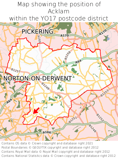 Map showing location of Acklam within YO17