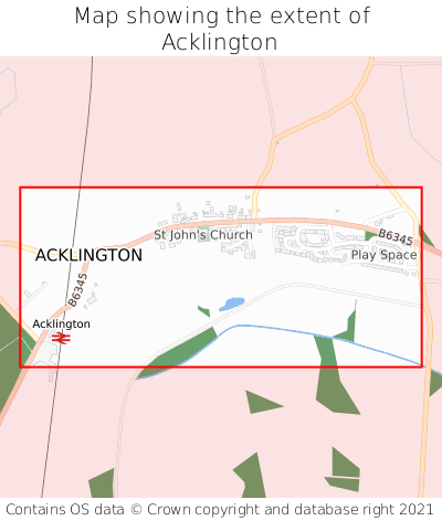 Map showing extent of Acklington as bounding box