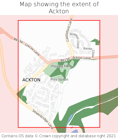 Map showing extent of Ackton as bounding box