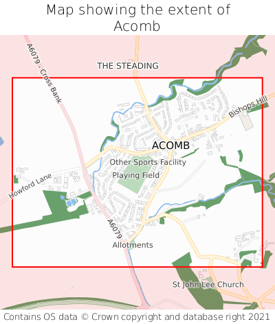 Map showing extent of Acomb as bounding box