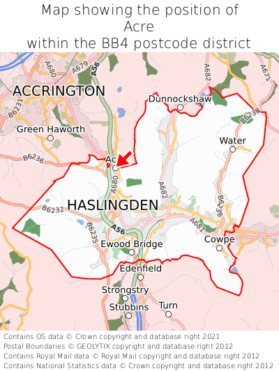 Map showing location of Acre within BB4