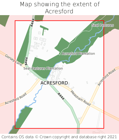 Map showing extent of Acresford as bounding box