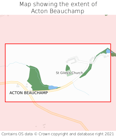 Map showing extent of Acton Beauchamp as bounding box