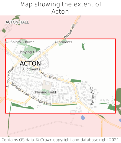 Map showing extent of Acton as bounding box