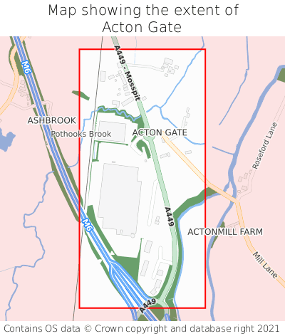 Map showing extent of Acton Gate as bounding box