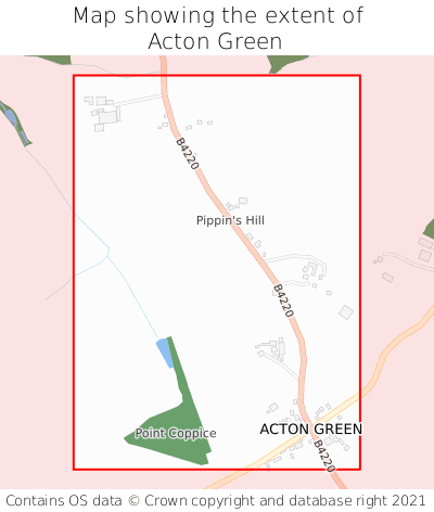 Map showing extent of Acton Green as bounding box